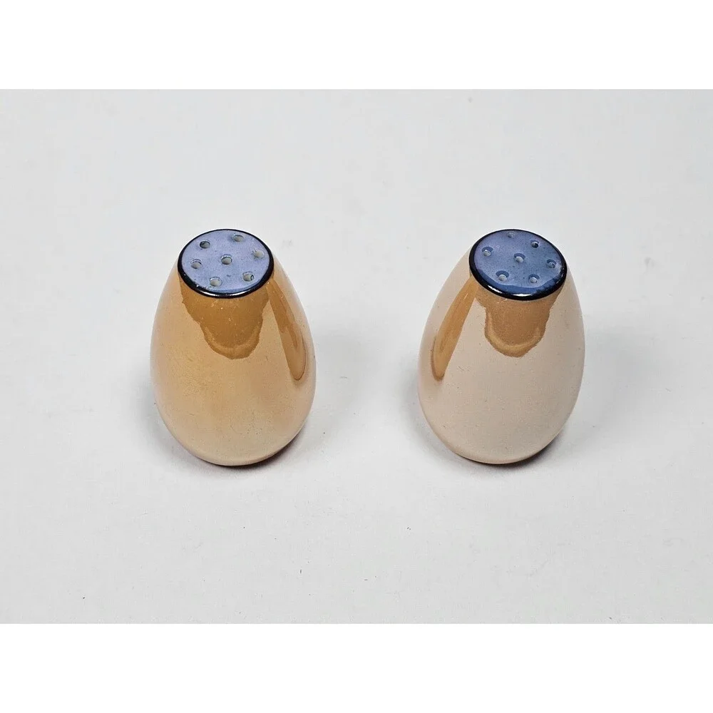 Vintage Peach Lusterware Salt Pepper Shakers Made in Japan